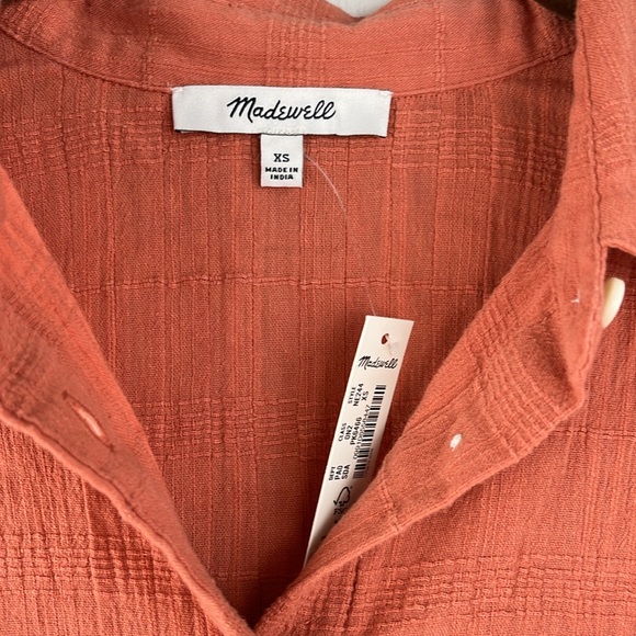 NWT Madewell women’s collared button down in terracotta. Size XS - Picture 3 of 8